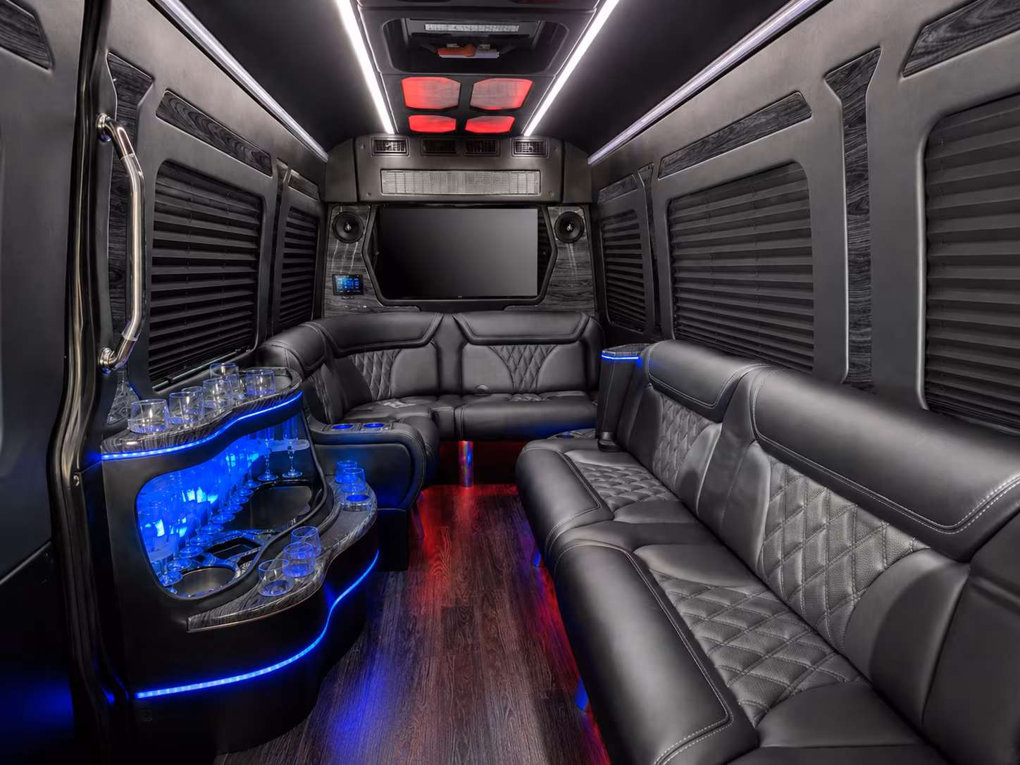 danbury 50 passenger party bus inside