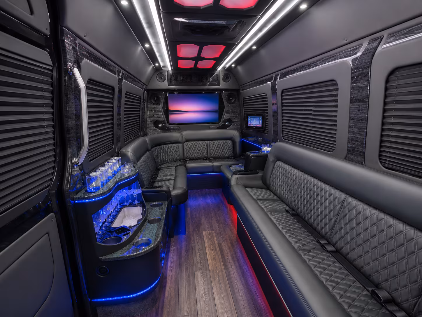 danbury 50 passenger party bus interior