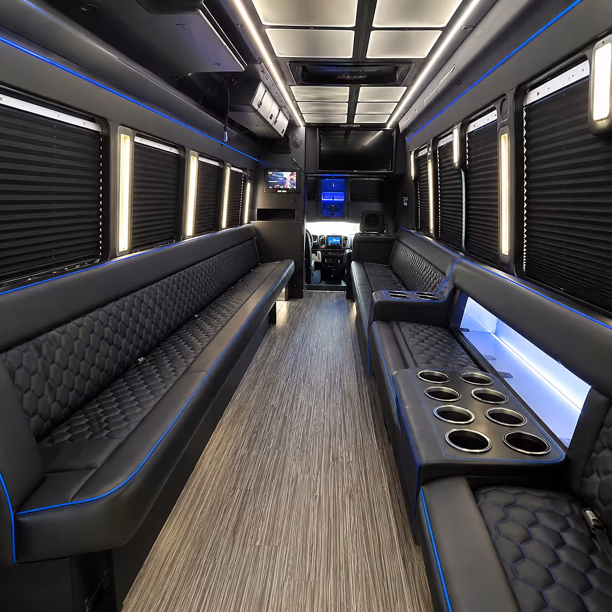 danbury party bus rental interior